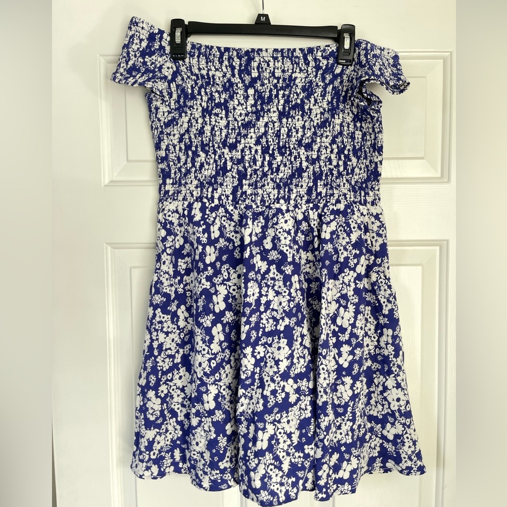 Express off-shoulder floral print swing dress